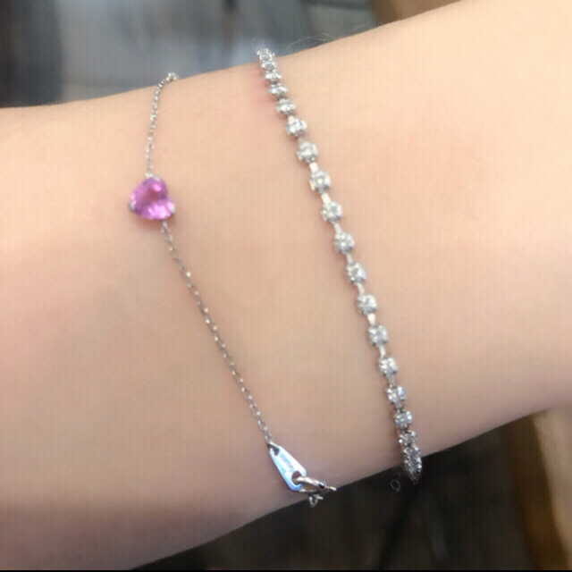 K18WG ピンクサファイア ダイヤモンド ブレスレット ♡アクセサリー