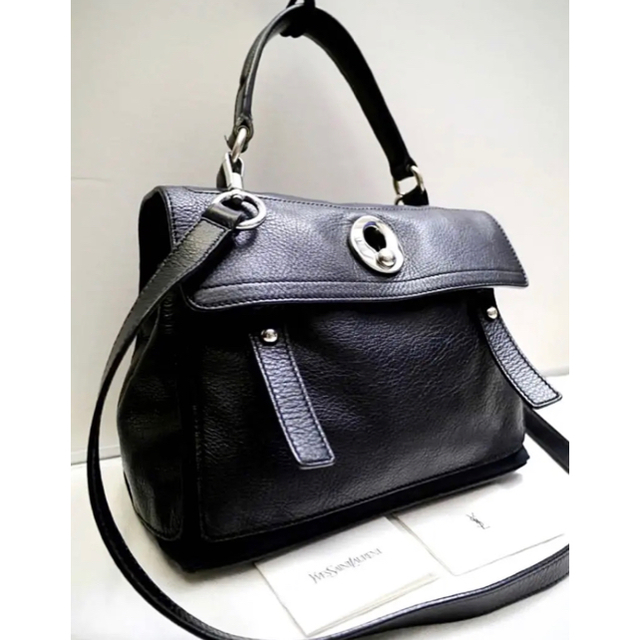 SAINT LAURENT - 美品◆YSLサンローラン MUSE TWO 2way レザー トート バッグ 黒