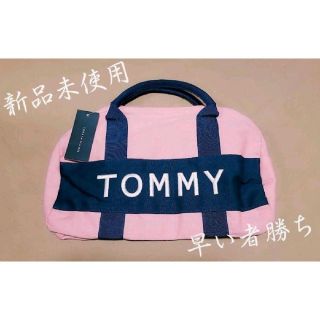 トミーヒルフィガー(TOMMY HILFIGER)のTOMMY HILFIGER ミニボストン 刺繍ロゴ ピンク×ネイビー 希少品！(ボストンバッグ)