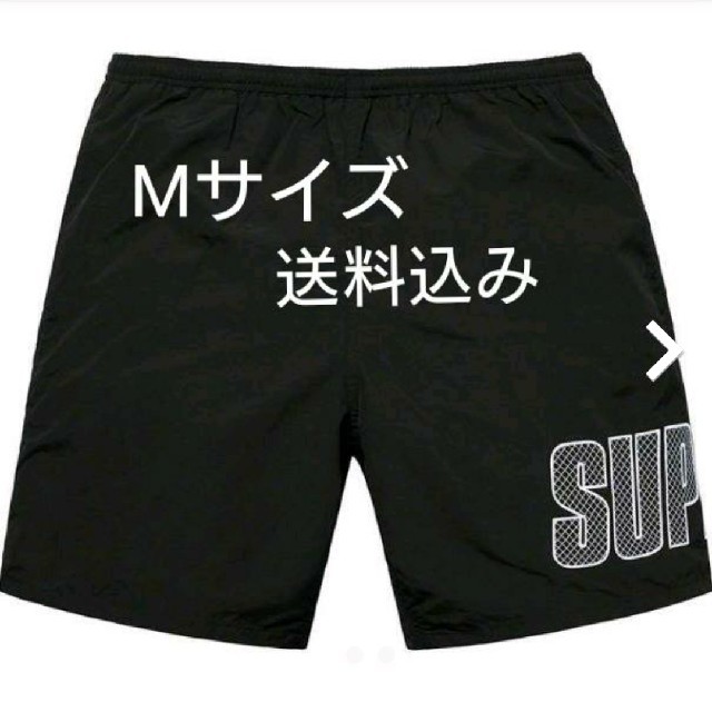 Supreme Logo Appliqué Water Short 黒 Mサイズ