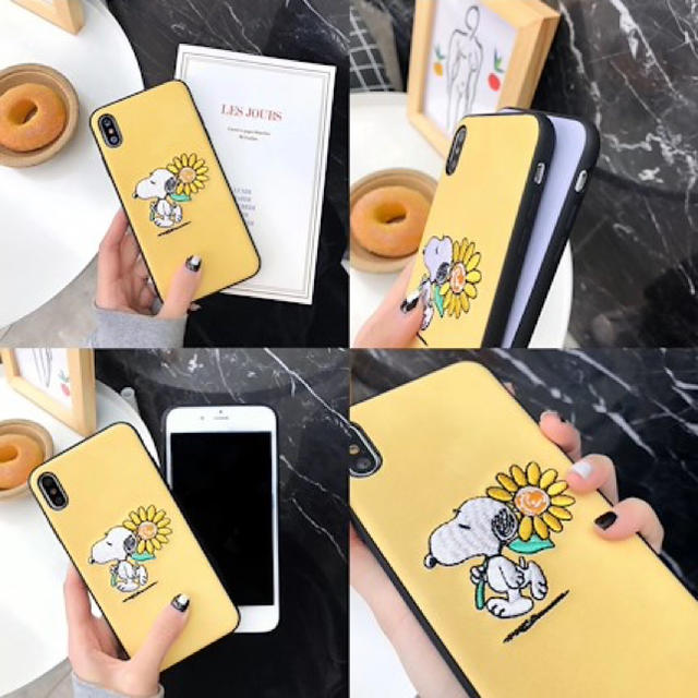 SNOOPY(スヌーピー)のスヌーピー  刺繍 ひまわり  可愛い iPhone ケース アイフォンケース スマホ/家電/カメラのスマホアクセサリー(iPhoneケース)の商品写真