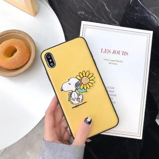 スヌーピー(SNOOPY)のスヌーピー  刺繍 ひまわり  可愛い iPhone ケース アイフォンケース(iPhoneケース)