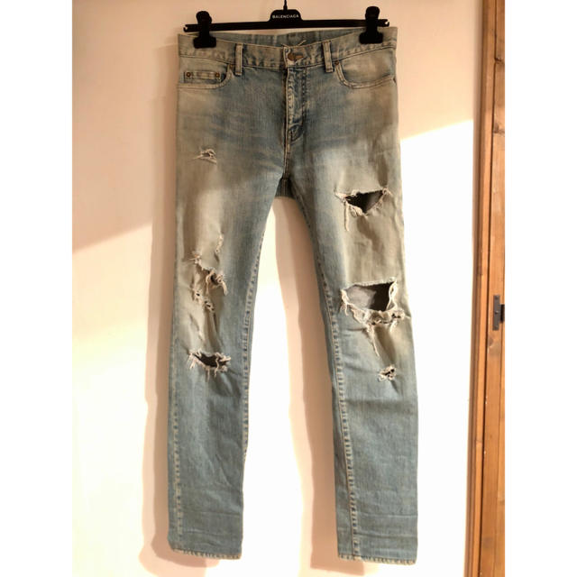 サンローランパリ  16SS  391659 Y828K デストロイクラッシュ加工デニムパンツ メンズ 27インチ