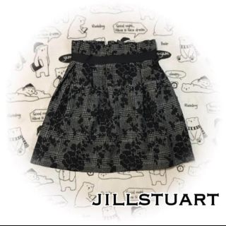 ジルスチュアート(JILLSTUART)の【美品】JILLSTUARTグレンチェックフラワーツイードスカート (ミニスカート)