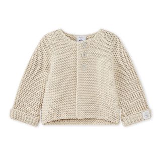 プチバトー(PETIT BATEAU)の新品 プチバトー ガーター編みニットカーディガン 12m (カーディガン/ボレロ)