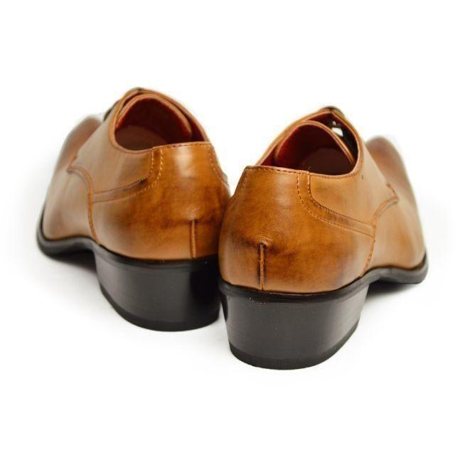 【新品】ビジネスシューズ 革靴 紳士靴 プレーントゥ 茶 24.5cm～28cm メンズの靴/シューズ(ドレス/ビジネス)の商品写真