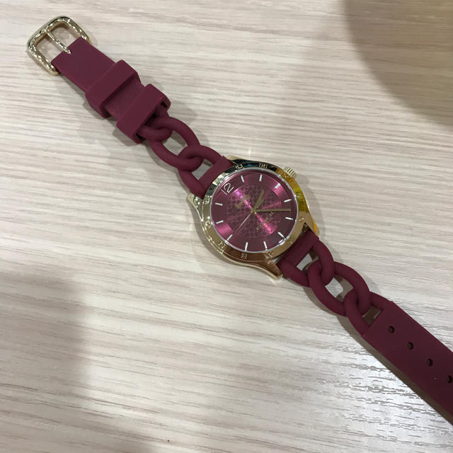 coach コーチ 腕時計 レディース ラバーバンド チェーン パープル 美品