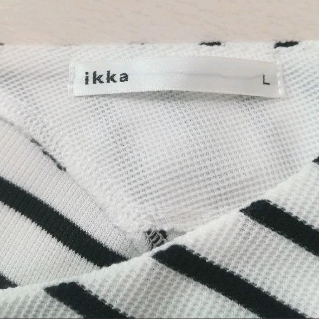 ikka(イッカ)の【W10】ikka ワッフル Vネック ボーダー Tシャツ＊L＊
 レディースのトップス(Tシャツ(半袖/袖なし))の商品写真