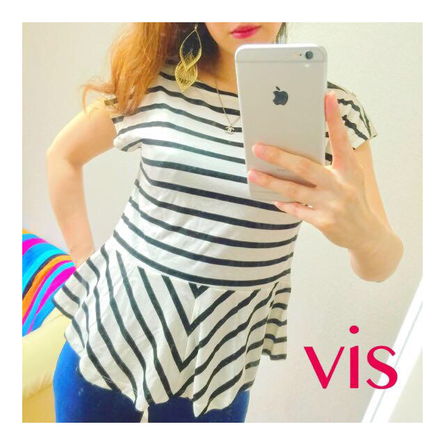 ViS(ヴィス)のボーダー切替トップス レディースのトップス(カットソー(半袖/袖なし))の商品写真