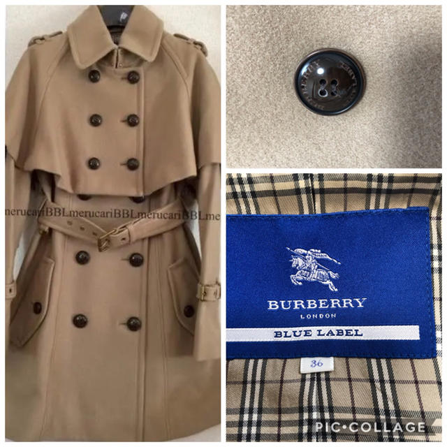 BURBERRY BLUE LABEL(バーバリーブルーレーベル)のカタログ掲載 バーバリー   ブルーレーベル ケープ付き コート トレンチコート レディースのジャケット/アウター(ロングコート)の商品写真