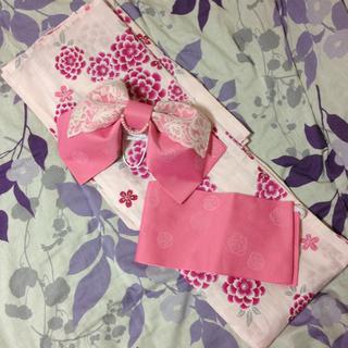 ピンク浴衣♡作り帯セット(浴衣)