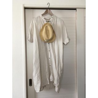 ネストローブ(nest Robe)のhonnete アイリッシュリネン ギャザー ワンピース 麻 シャツ(ひざ丈ワンピース)