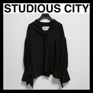 ステュディオス(STUDIOUS)のSTUDIOUS CITY リボンスリーブブラウス ブラック(シャツ/ブラウス(長袖/七分))