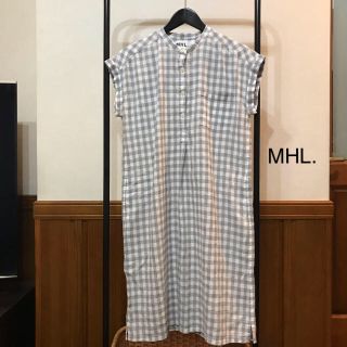 マーガレットハウエル(MARGARET HOWELL)の【未使用】MHL ワンピース 夏用 チェック グレー(ひざ丈ワンピース)