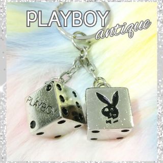 プレイボーイ(PLAYBOY)のプレイボーイ／メタル キーリング★アンティーク★ダイス型(キーホルダー)