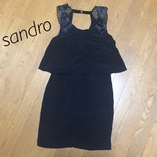 サンドロ(Sandro)の美品 sandro(サンドロ) ワンピース サイズ1 レディース 黒(ひざ丈ワンピース)
