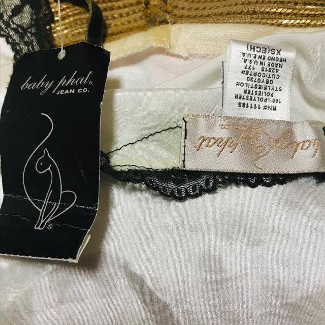 ☆BabyPhat☆金スパンコール☆緑レース☆サテンキャミソール☆Bガール