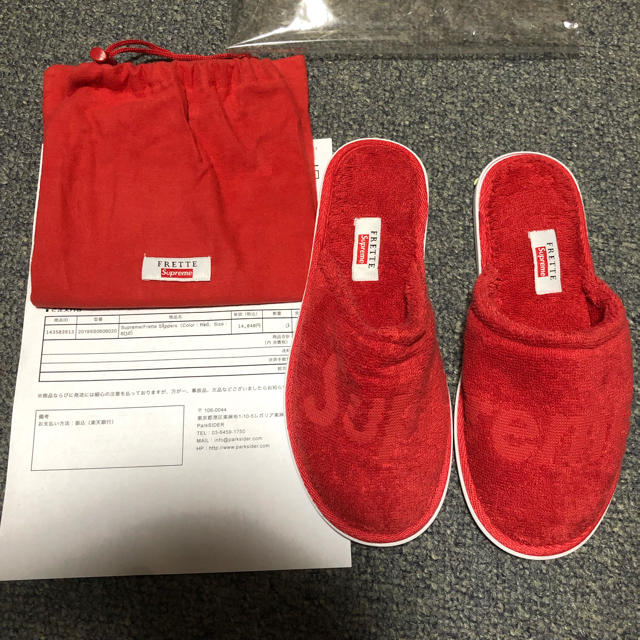 Supreme Slippers Red 8-10 26-28cm スリッパ-