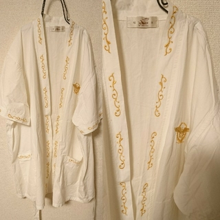 サンタモニカ(Santa Monica)のレオパードシャツと二枚セット エンブレムなどの刺繍がカッコいい半袖ガウンシャツ(シャツ/ブラウス(半袖/袖なし))