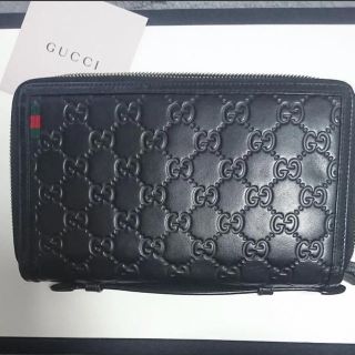 グッチ(Gucci)のGUCCI 本物 グッチ ダブルジップ  黒 ブラック(長財布)