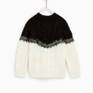 ザラキッズ(ZARA KIDS)のザラ レース付きケーブルニットセーター(ニット/セーター)