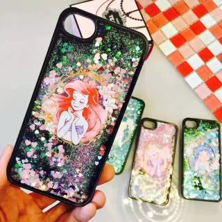 ディズニー(Disney)の流れるグリッターiPhone アリエル(iPhoneケース)