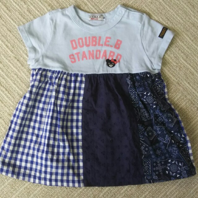 DOUBLE.B(ダブルビー)のDOUBLE.Ｂ パッチワーク風シャツ キッズ/ベビー/マタニティのキッズ服女の子用(90cm~)(Tシャツ/カットソー)の商品写真