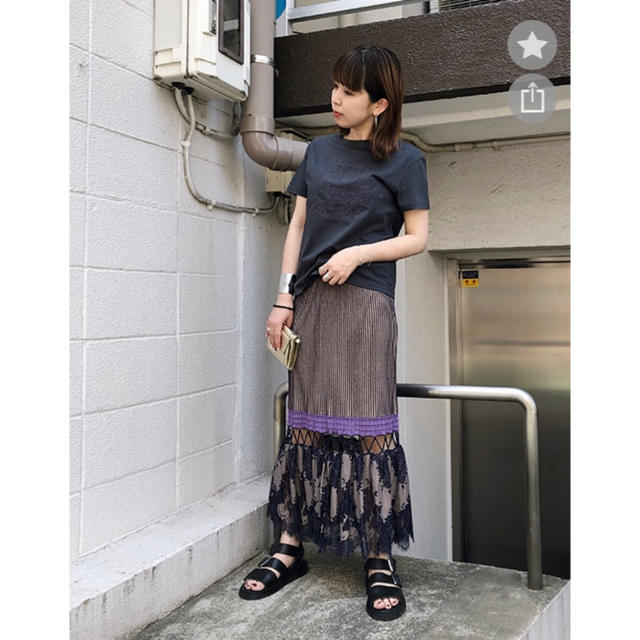 ロングスカートSCALLOP LACE KNIT SKIRT