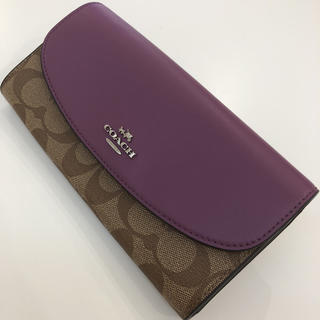 コーチ(COACH)の【新品】COACH☆長財布 パープルブラウン シグネチャー Luna様専用(財布)