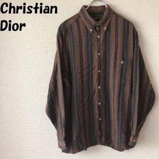 クリスチャンディオール(Christian Dior)の【人気】クリスチャンディオール ストライプ柄ボタンダウンシャツ サイズM(シャツ)