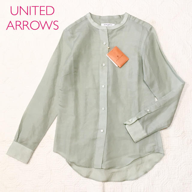 UNITED ARROWS(ユナイテッドアローズ)の新品ユナイテッドアローズリネンコットンバンドカラーシャツ グリーン系 レディースのトップス(シャツ/ブラウス(長袖/七分))の商品写真