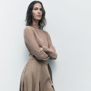 ザラ(ZARA)のZARA　ウールブレンド　ベージュ　ニット　カットソー　ゴールデンブラウン(ニット/セーター)