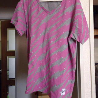 エックスガール(X-girl)のグレー×ピンクTEE(Tシャツ(半袖/袖なし))