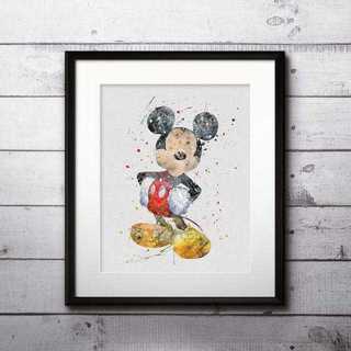 ディズニー(Disney)の日本未発売！ミッキーマウス・アートポスター【額縁つき・送料無料！】(ポスター)