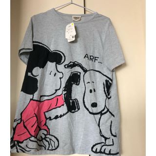 ピーナッツ(PEANUTS)の新品ピーナッツスヌーピービッグTシャツ半袖Lサイズルームウェアにもグレー(Tシャツ(半袖/袖なし))