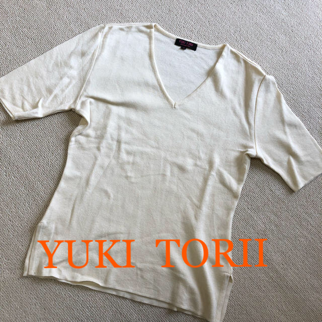 YUKI TORII INTERNATIONAL(ユキトリイインターナショナル)のYUKI TORII ユキ・トリイ ニット カットソー 半袖 Ｍサイズ レディースのトップス(カットソー(半袖/袖なし))の商品写真