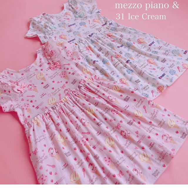 mezzo piano(メゾピアノ)の新品 メゾピアノ サーティワンコラボ ワンピース キッズ/ベビー/マタニティのキッズ服女の子用(90cm~)(ワンピース)の商品写真