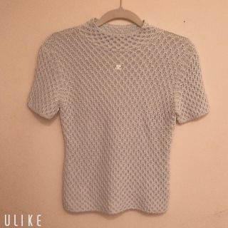 クレージュ(Courreges)の下北沢購入　ベビーブルー　クレージュ　サマーニット　半袖　レトロ(ニット/セーター)