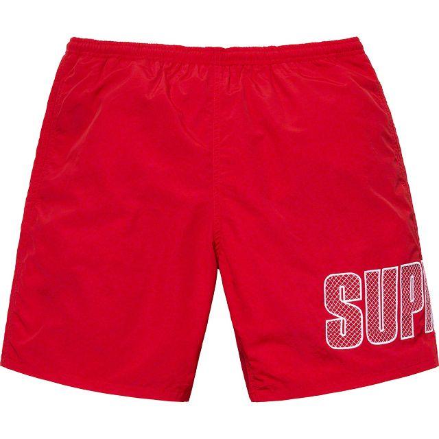 パンツMサイズ 赤 SUPREME Logo Applique Water Short