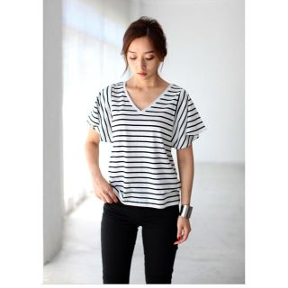 マウジー(moussy)のアズールバイマウジー フレアスリーブ ボーダーTシャツ(Tシャツ(半袖/袖なし))