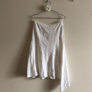 ダナキャランニューヨーク(DKNY)の♥︎DKNY♥︎リネン100% 白スカート 麻 2号38M(ロングスカート)