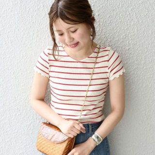 シップス(SHIPS)の新品★Khaju ボーダー2WAYショートスリーブ Tシャツ リブカットソー(カットソー(半袖/袖なし))