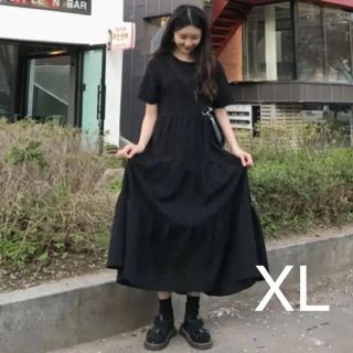 ブラック　ロングワンピース　XL　♡新品未使用♡(ロングワンピース/マキシワンピース)