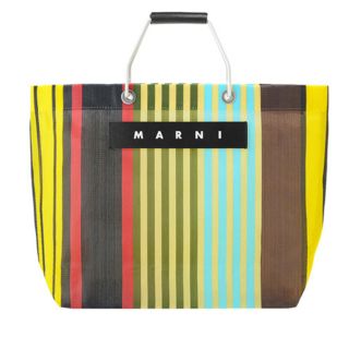 マルニ(Marni)のMARNI マルニ フラワーカフェ ストライプバッグ マルチイエロー(トートバッグ)