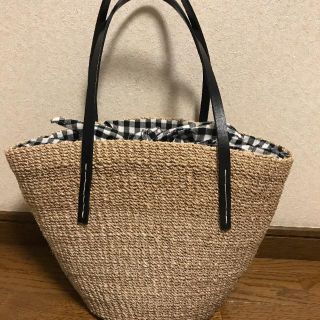 牛革ハンドル★カゴバッグ★(かごバッグ/ストローバッグ)