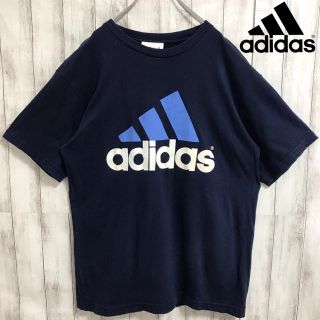 アディダス(adidas)の90s 古着 adidas アディダス デカロゴ  ネイビー Tシャツ(Tシャツ/カットソー(半袖/袖なし))