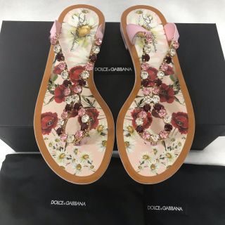 ドルチェアンドガッバーナ(DOLCE&GABBANA)のドルガバ サンダル 37サイズ ピンク エレガント 花柄 パンプス(サンダル)