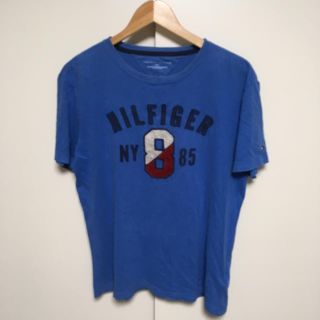 トミーヒルフィガー(TOMMY HILFIGER)のトミーヒルフィガー ヴィンテージ ブルー ロゴ入り tシャツ L(Tシャツ/カットソー(半袖/袖なし))