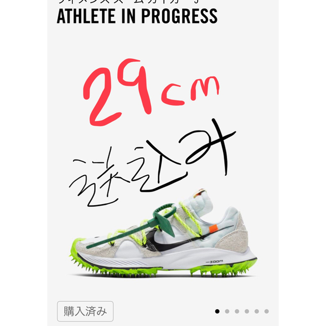 NIKE(ナイキ)のnike off-white ウィメンズ 29cm ズームカイガー 送料込 レディースの靴/シューズ(スニーカー)の商品写真