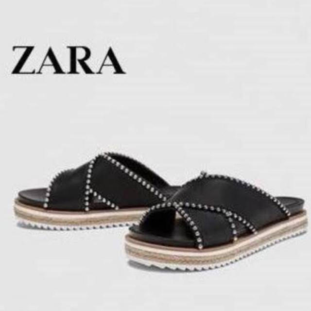 ZARA(ザラ)のZara スタッズビーズ付きサンダル レディースの靴/シューズ(サンダル)の商品写真